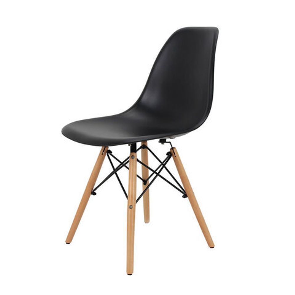 Стулья BRABIX "Eames CF-010", КОМПЛЕКТ 4 шт., пластик черный, опоры дерево/металл, 532631, 2033A