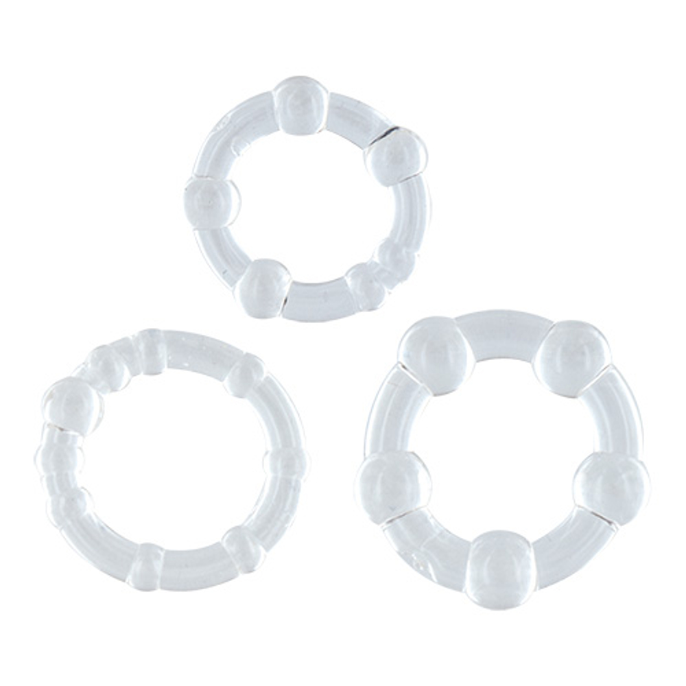 Набор из 3 прозрачный эрекционных колец KIT 3 COCK RING BE ON THE BALL CLEAR (Цвет: прозрачный)
