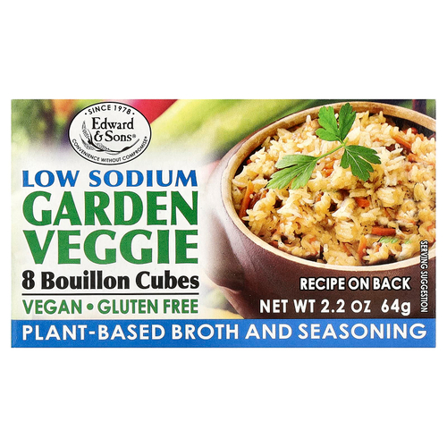 Edward & Sons, Bouillon Cubes, Garden Veggie, Low Sodium, 8 Cubes, 2.2 oz (64 g)