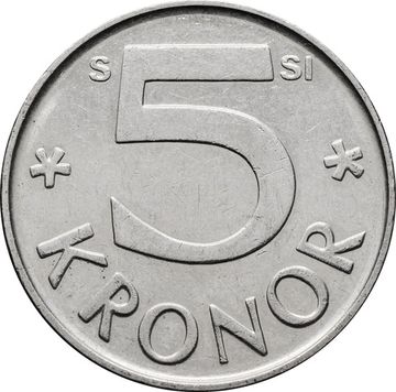 5 крон 1976-2009 Швеция