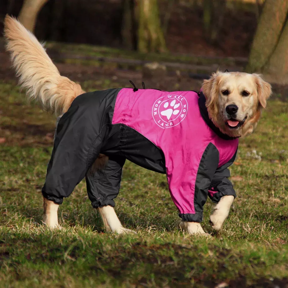 комбинезон для собаки девочки розово черный демисезонный