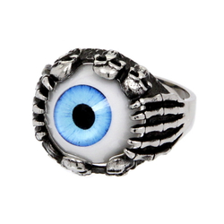Перстень Глаз с черепами (голубой)
