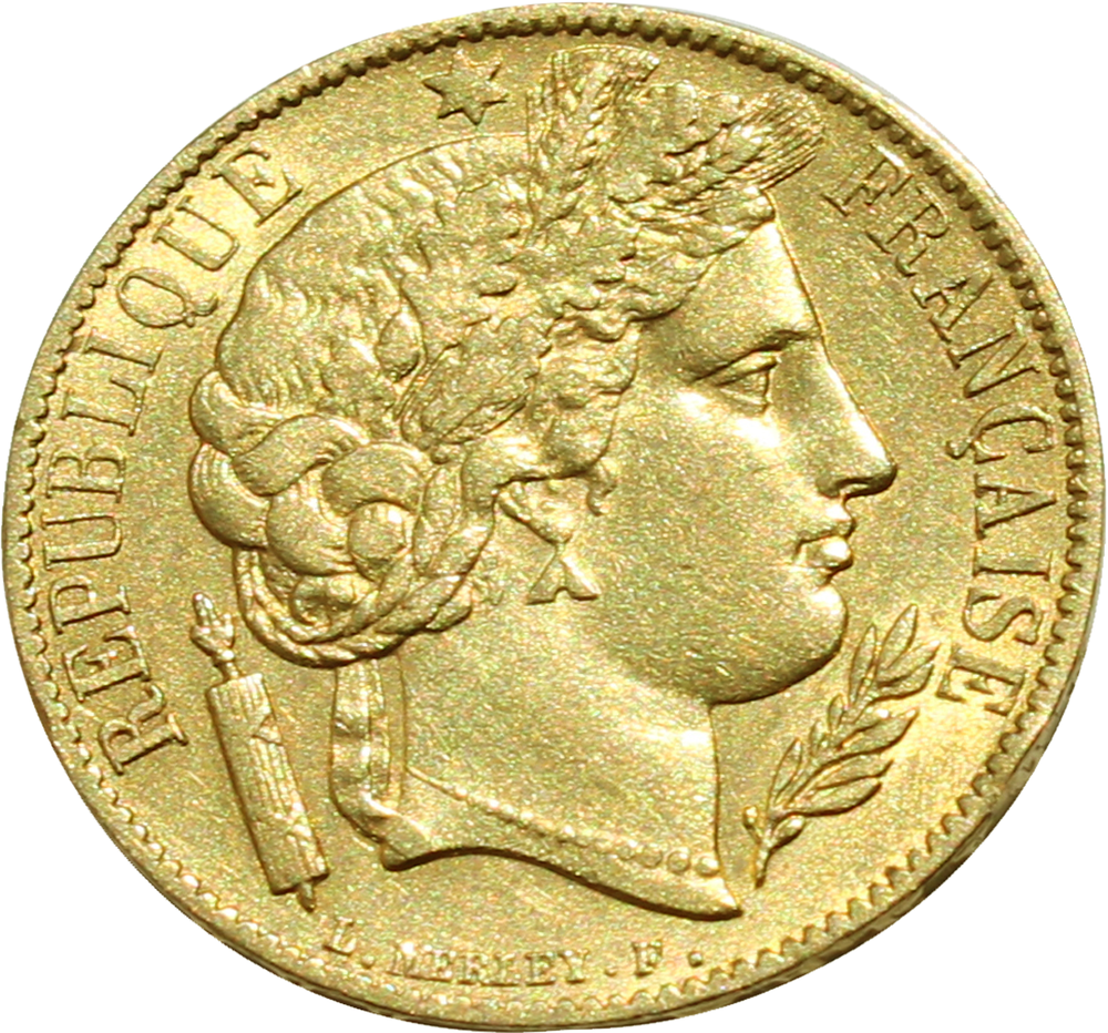 20 франков 1851 год. Франция. 2-я республика. Золото XF
