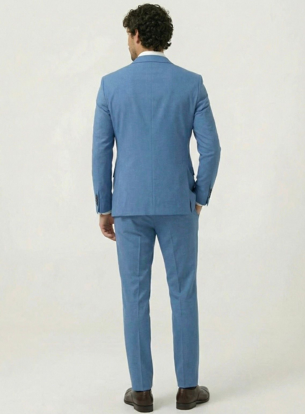 Мужской костюм двубортный (голубой) А69