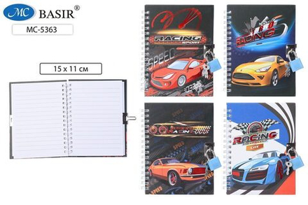 Записная книжка с замочком А6 48л. "Машины"