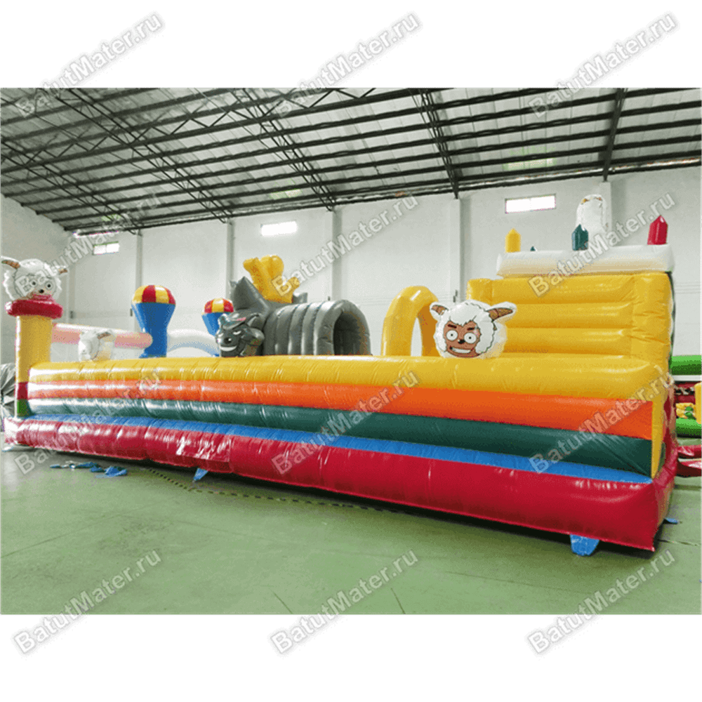 Надувной батут с крышей "Злой страшный серый волк"