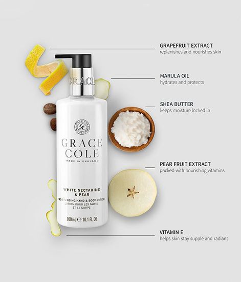 Белый нектарин и груша лосьон для рук, Grace Cole