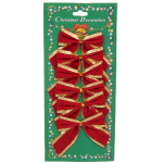 Бант на ёлку «Золотой кант» 8*7 см (набор 6шт), Красный