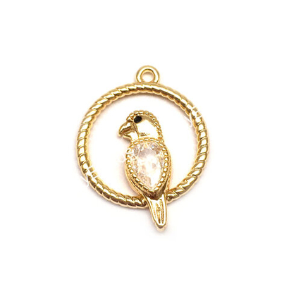 Подвеска с фианитами "Попугай" 20х15 мм, позолота