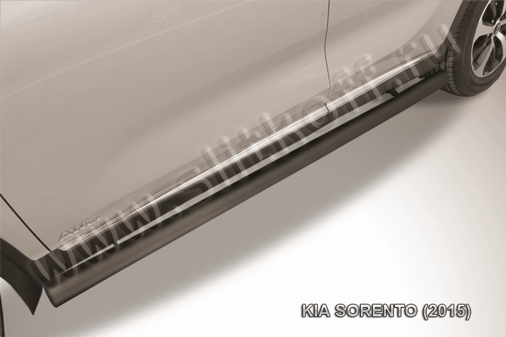 Пороги стальные Kia Sorento (2014-2017) d76 труба (черные)