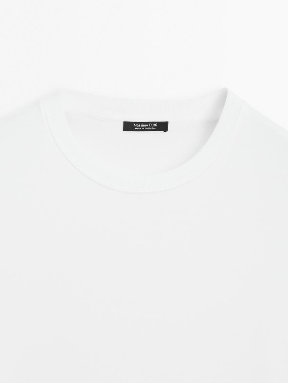 Massimo Dutti Футболка из хлопка с длинными рукавами, натуральный, кремовый