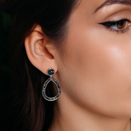 Серьги Fiore Luna Jet Nut A2103SW-E05.4 BW/S