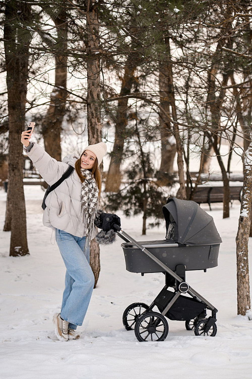 Детская коляска Peppy Monaco 2 в 1 Black (черный), рама черная матовая