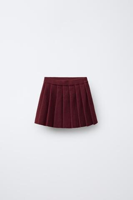 ZARA ЮБКА В СКЛАДКУ, БУРГУНДИ