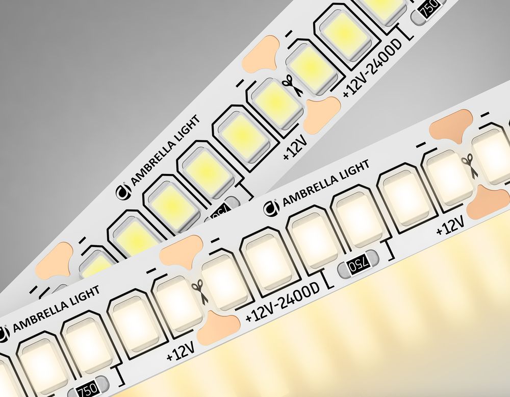 Светодиодная лента GS1501 2835 240Led/ 19.2W m/ 12V IP20 3000K/ 5000*10*1.2mm/ кратность резки 25mm (2 конт.)