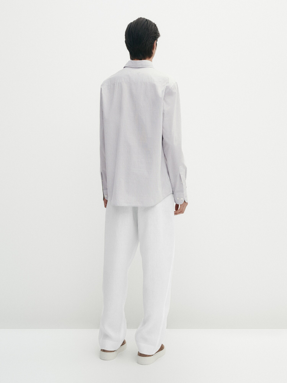 Massimo Dutti Рубашка классического кроя в полоску,  синий