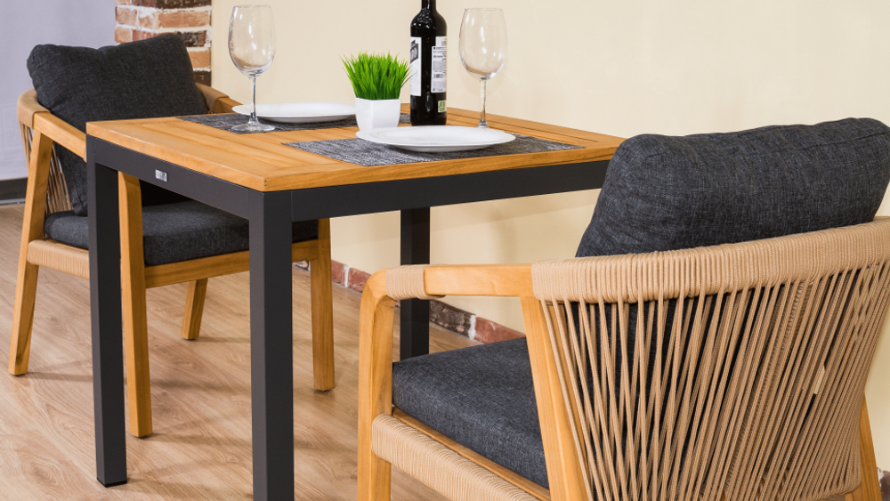 Стол обеденный Ideal Patio ТЕЛЛА алюминий, тик 80x80 см (4 ножки) резервный дубль