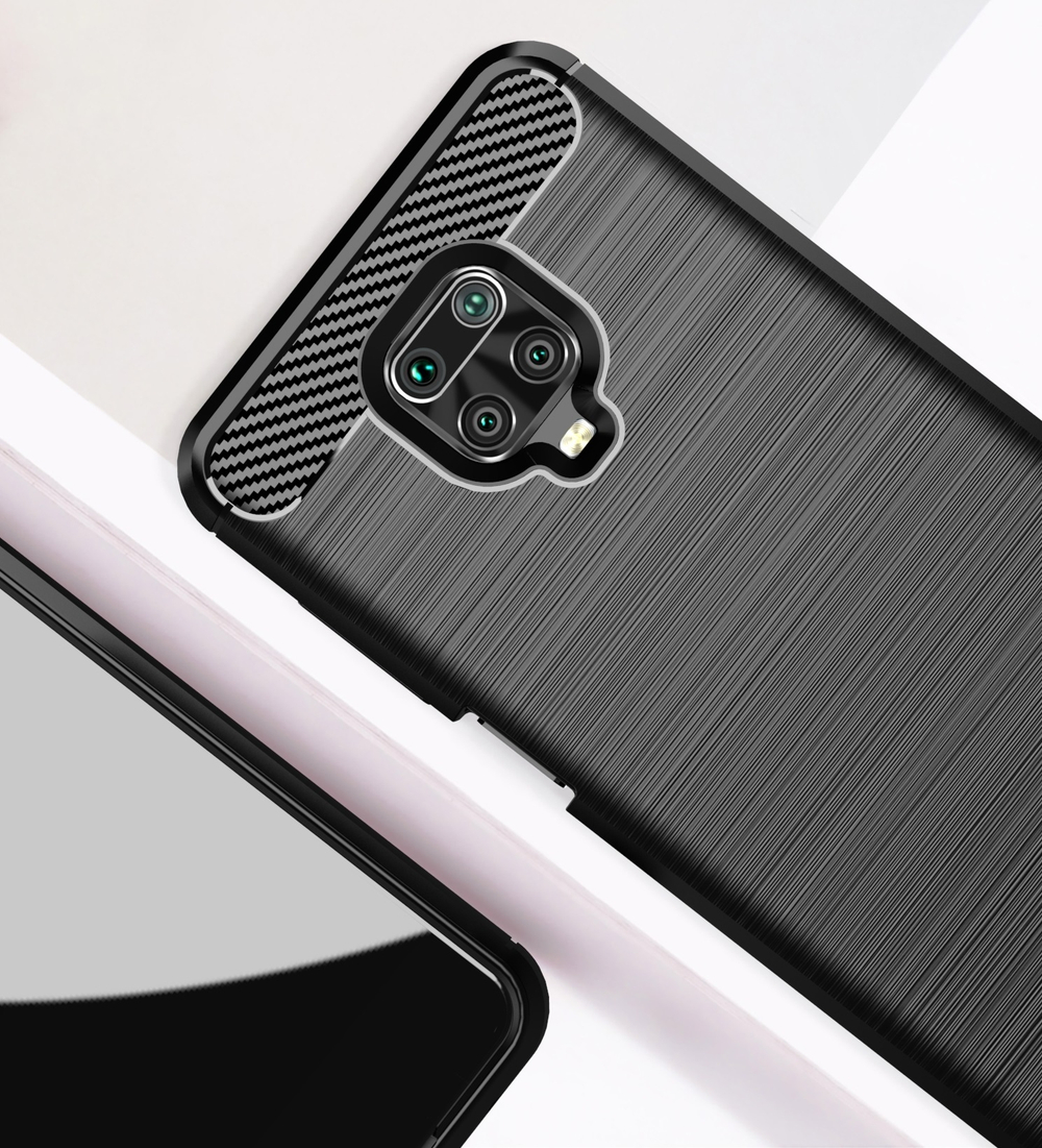 Мягкий защитный чехол для Xiaomi Redmi Note 9s и 9 Pro черного цвета, серия Carbon от Caseport