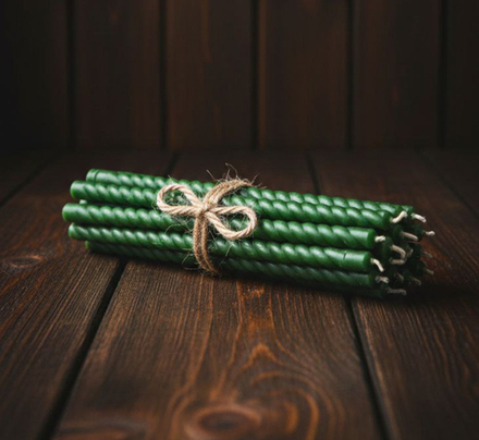 Свеча витая ЗЕЛЁНАЯ (воск) 10шт.