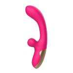 Розовый изогнутый вибромассажер 21,2см с имитацией мошонки I-Moon Whale P MY-235