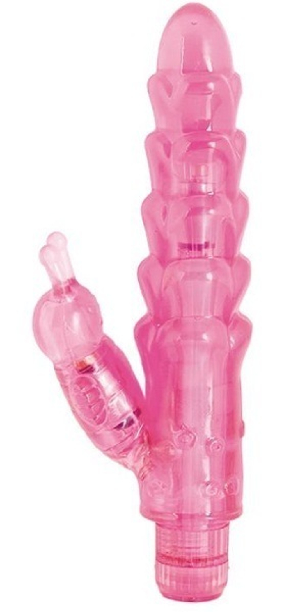 Розовый вибромассажор с клиторальным стимулятором