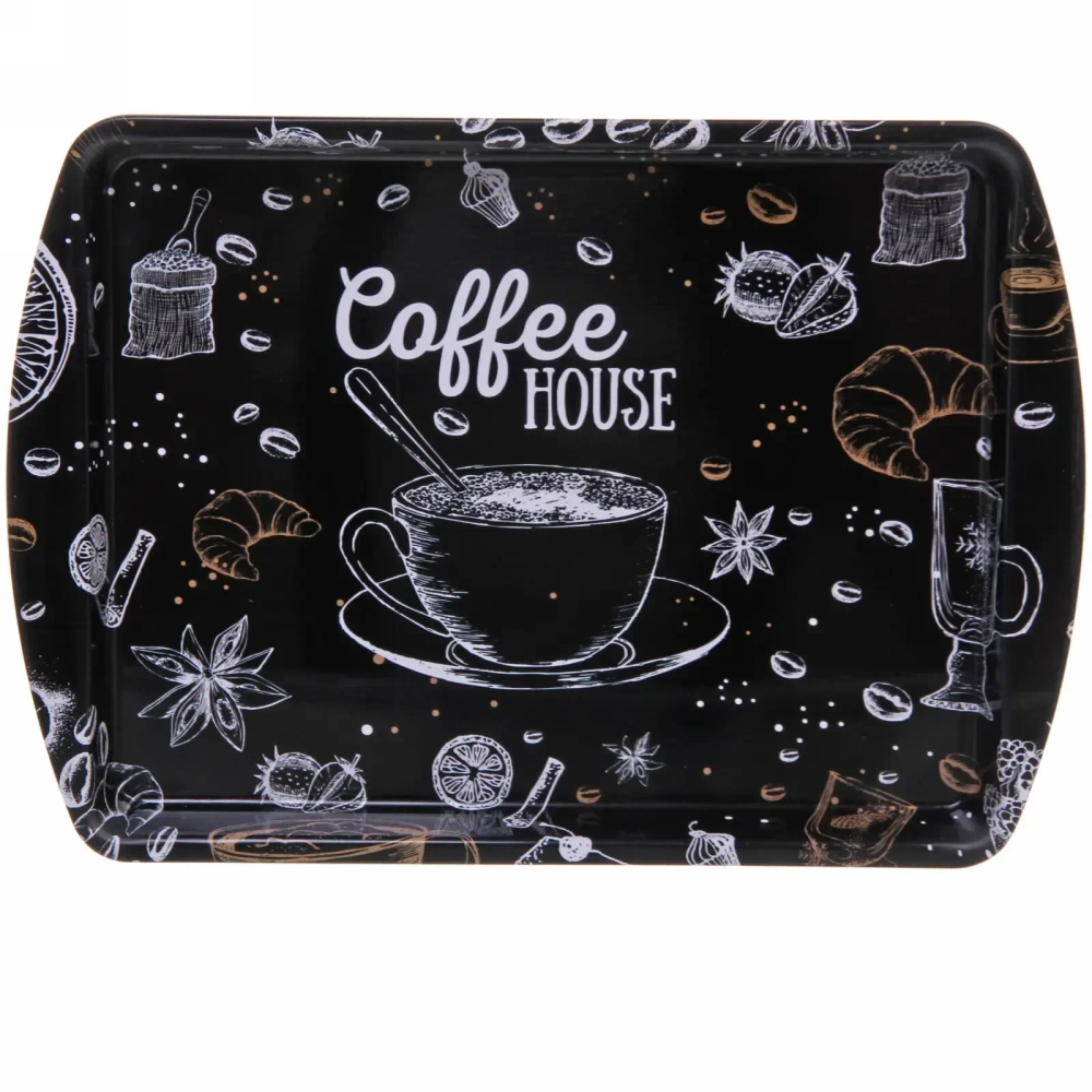 Поднос жестяной «Coffee time» 20*14см, черный
