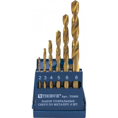 Набор сверл THORVIK по металлу HSS-TIN 6 штук   TDBS6