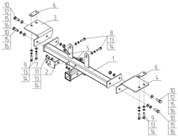 Фаркоп для Toyota Land Cruiser 105 1998-2007 Тип шара: E. Нагрузки: 1500/75 кг, TY 14