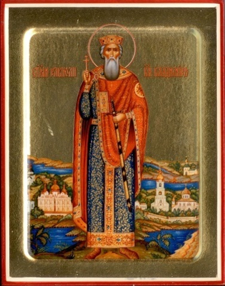 Икона Владимира, князя (ростовая) на дереве: 125 х 160 (Синопсисъ)