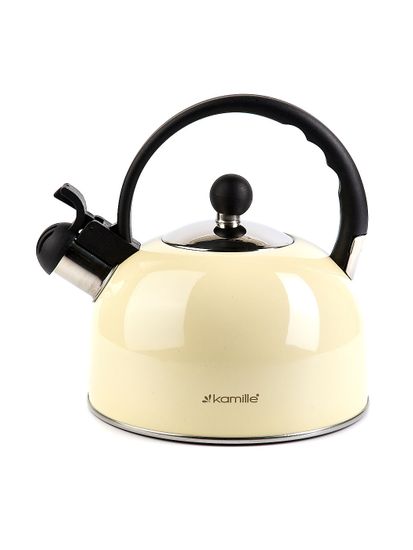 Чайник 2,5 л из нержавеющей стали со свистком Kamille KM-0679 и черной бакелитовой ручкой