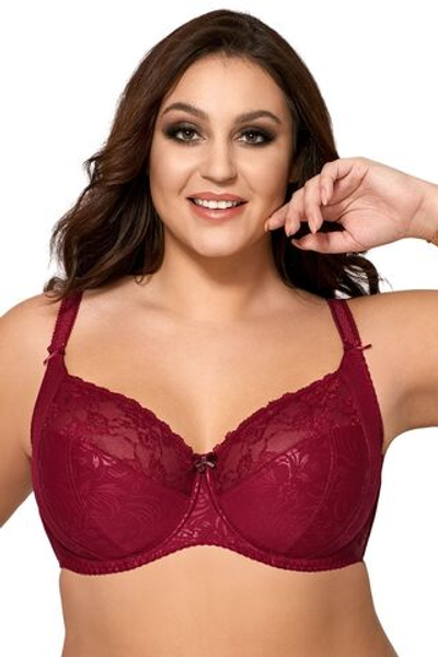 Бордовый бюстгальтер с мягкими чашками из трикотажа с цветочным тиснением (Размер: 70G) (Цвет: бордовый)