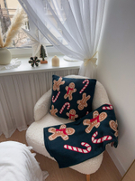 Подушка вязаная с новогодним рисунком gingerman из коллекции new year essential, 45x45 см