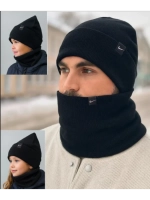 Зимний комплект вязаная шапка бини и тёплый снуд-бафф