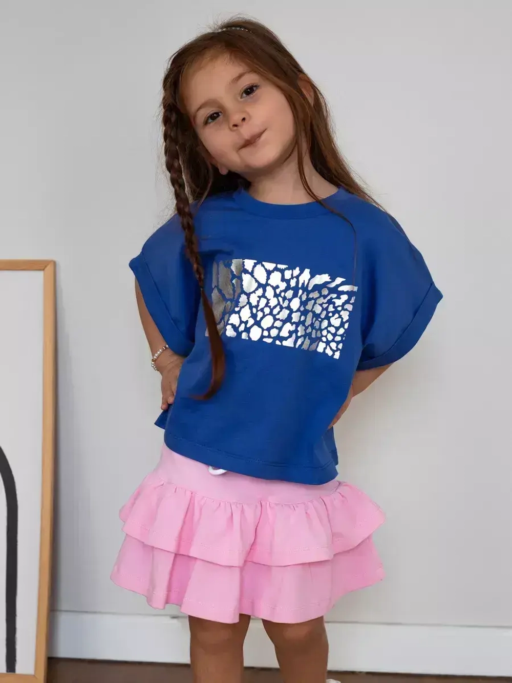 Футболка детская оверсайз укороченная с принтом