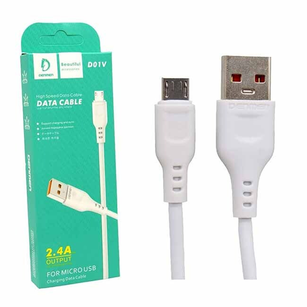 Кабель USB - Micro DENMEN D01V (белый) 1м