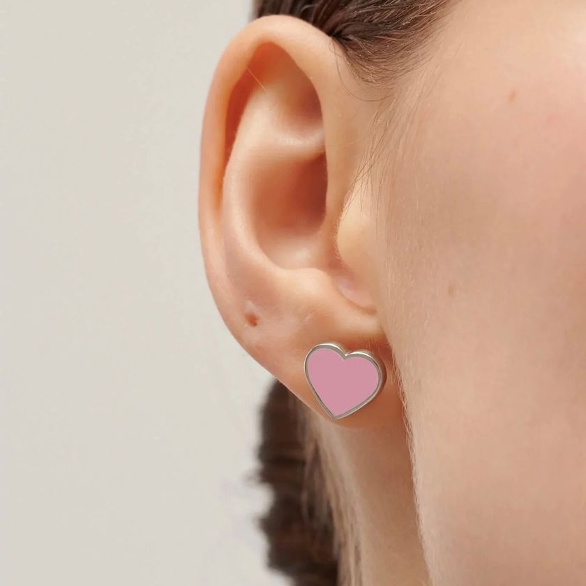 Серьги Серебряное Сердце – Розовые