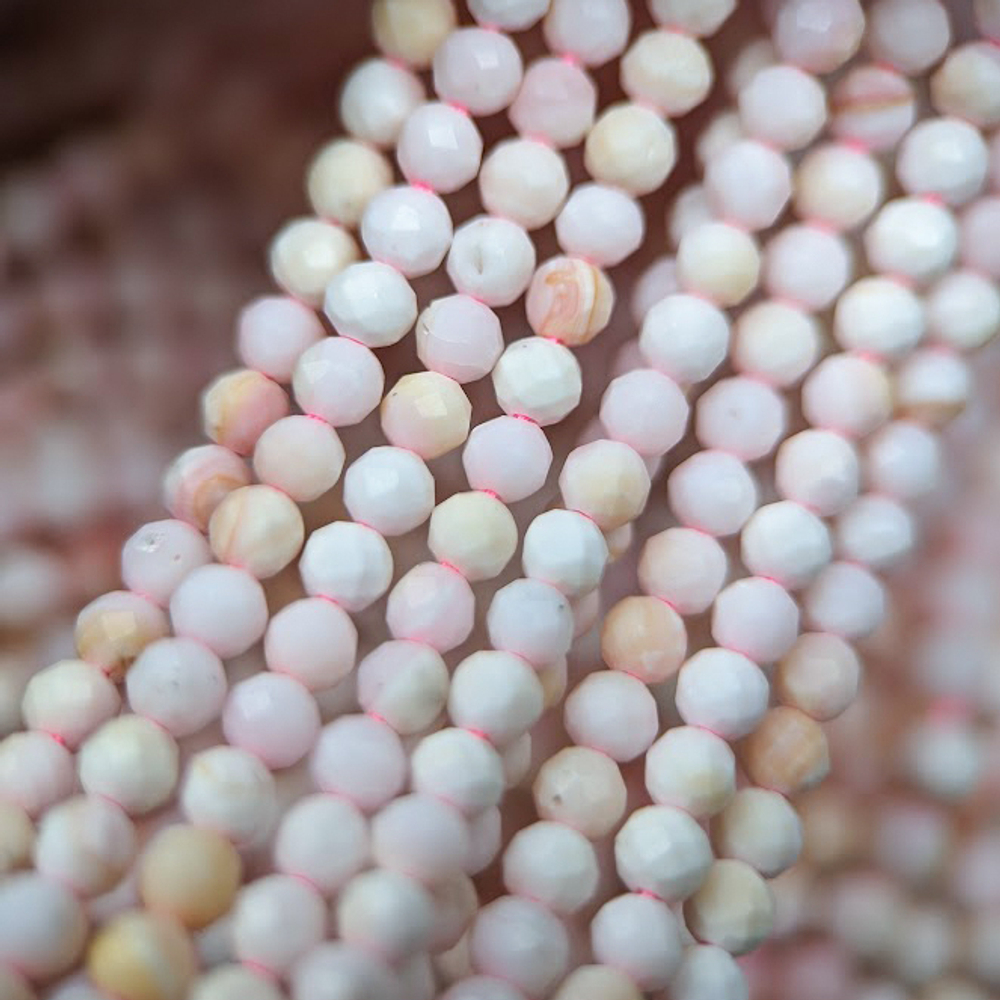Бусины из раковины розовой королевской ракушки, шар, 3,2мм, микроогранка
