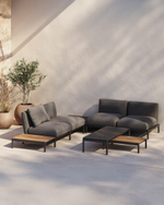 Журнальный столик Sorells из серого алюминия 63 x 149 см