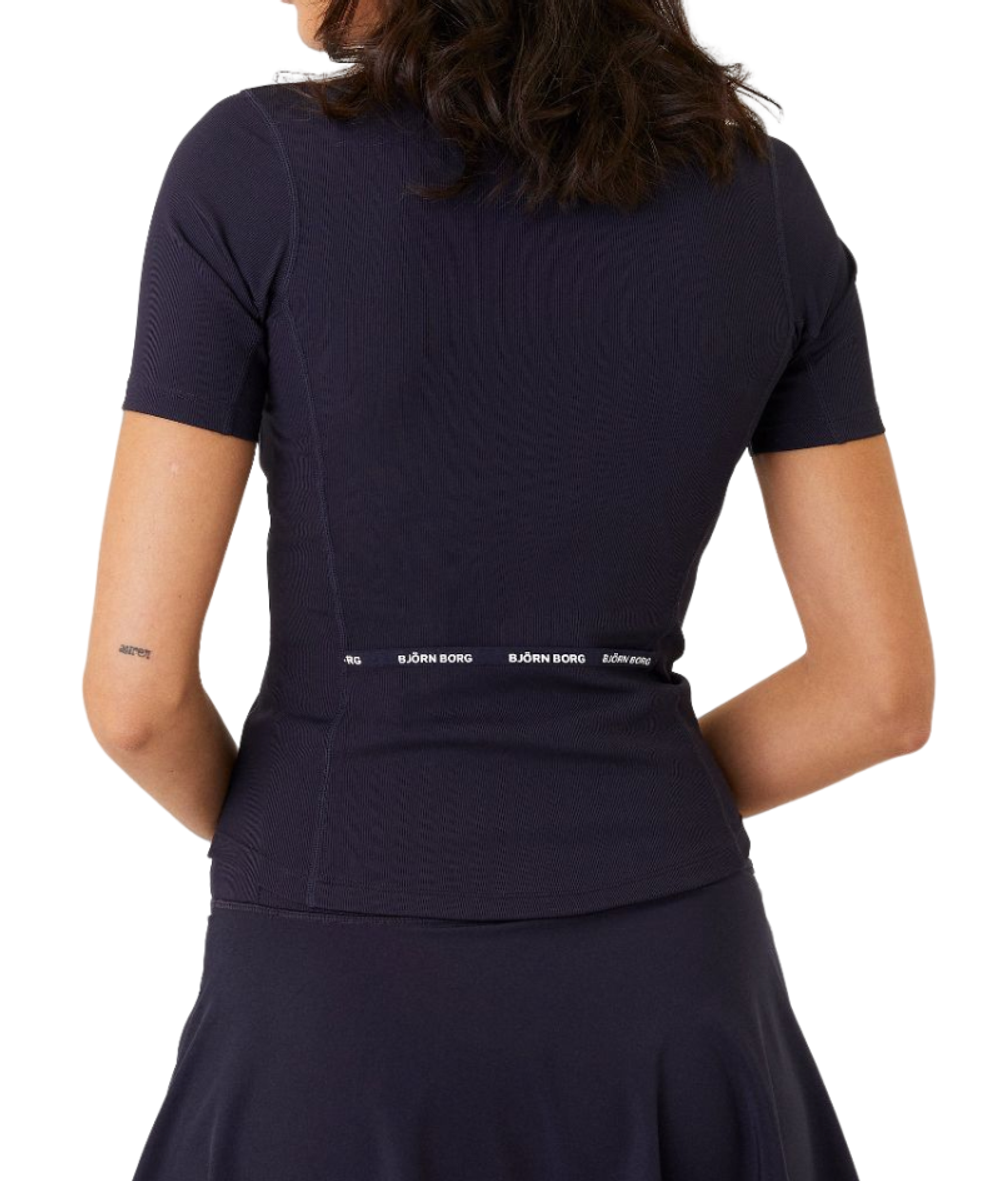 Женская футболка теннисная Björn Borg Ace Rib T-Shirt - night sky