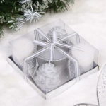 Свечи новогодние «Зимняя сказка» 11.5*11.5*5см (набор 5шт), Серебро