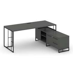 Rift Direct Стол руководителя на опорной тумбой RF.SRT-25 (R) Антрацит NEW/Металл Черный/Черный Ручк