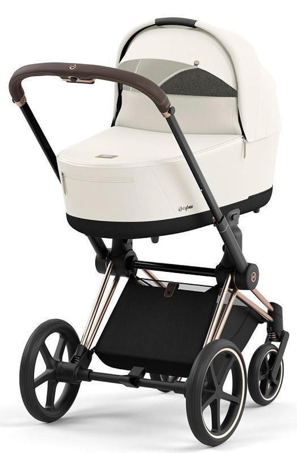 Коляска Cybex Priam IV Rosegold complete Aton B2 Steel Grey Base One 4 в 1 Off White