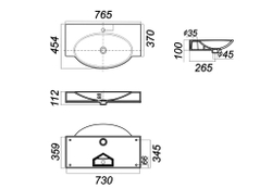Раковина Sanita Luxe Infinity 76 см схема