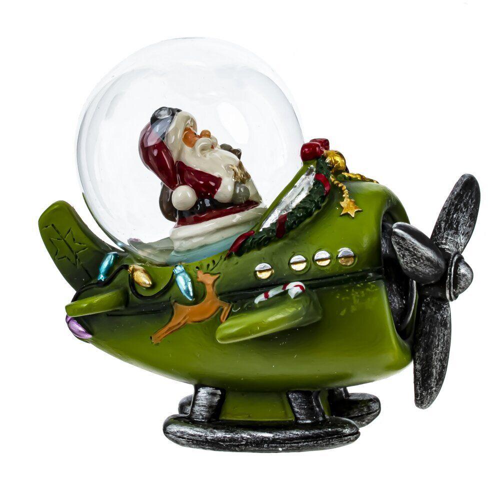 GAEM Фигурка декор в стекл шаре "Дед Мороз на самолете", D 4.5 см, L8 W6,5 H8 см, 2в.