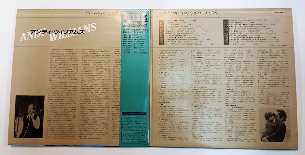 Винтажная виниловая пластинка Andy Williams Greatest Hits 2 LP (Japan 1982) (Moon River,  Love Theme From The Godfather, My Way)