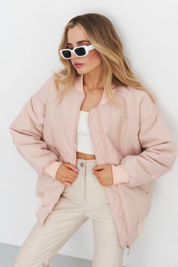 Куртка бомбер пудрово-бежевого цвета
