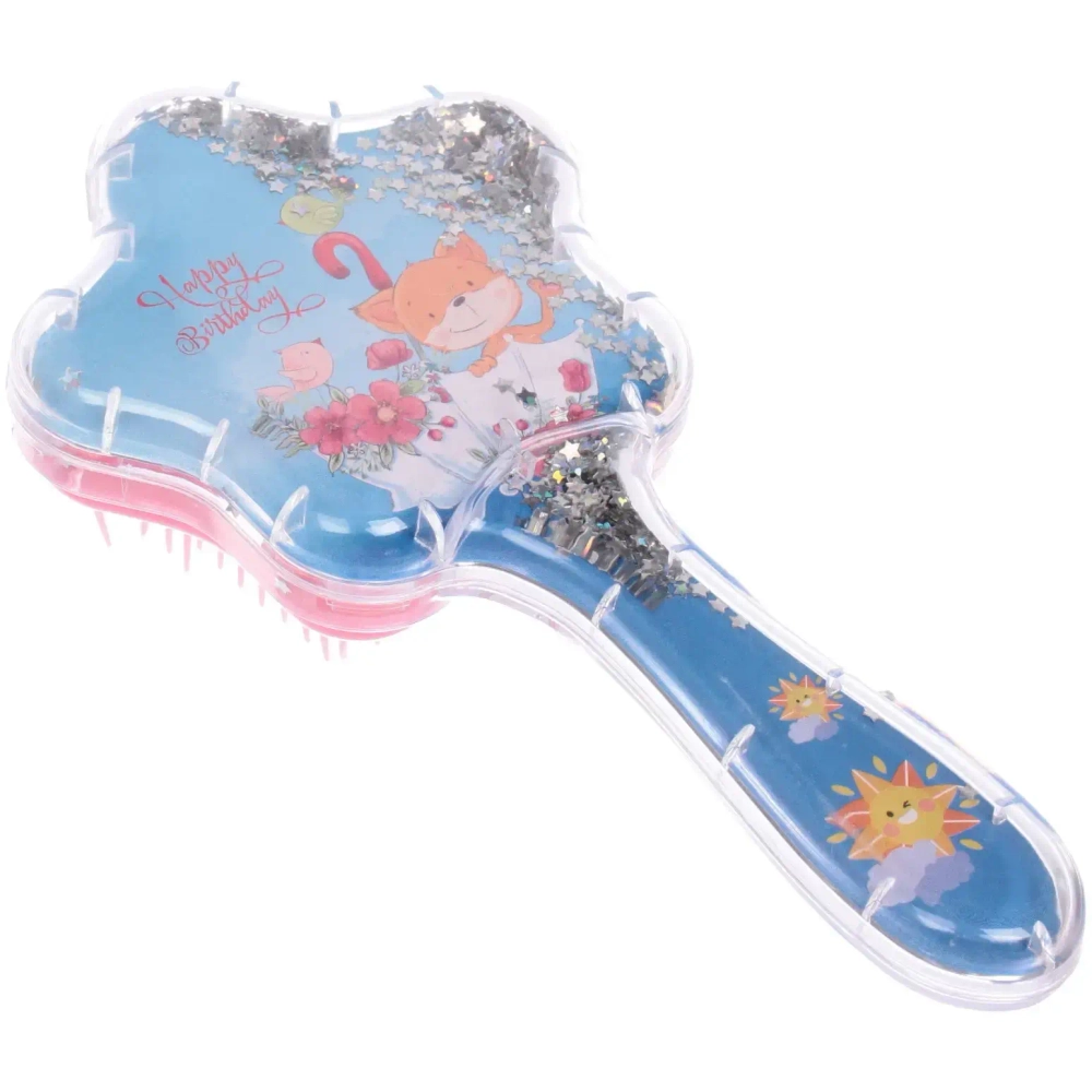 Расческа массажная детская «Gloria», Лисенок, цвет голубой, на подвесе, 17*8см