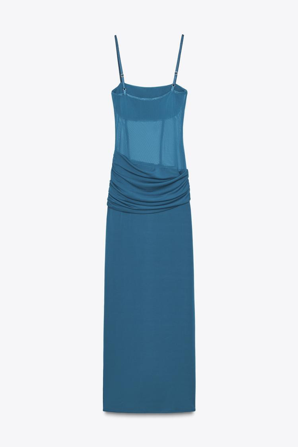 ZARA ДЛИННОЕ КОМБИНИРОВАННОЕ ПЛАТЬЕ, СИНИЙ