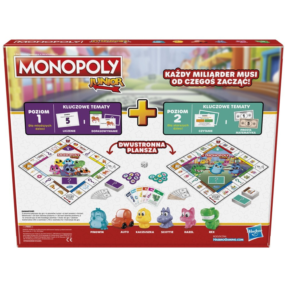 Hasbro - Монополия Джуниор 2в1 F8562 Польская версия! / артикул   F8562  / GTIN 5010996134905