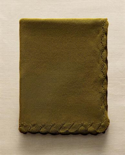 ZARA HOME ДЕТСКИЙ ПЛЕД С КРУЖЕВНОЙ КАЙМОЙ, ЗЕЛЕНЫЙ